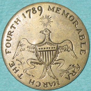 Pattern #16712 – George Washington (The Dated Eagle) Inaugural button of 1789  (solid 1-pc)